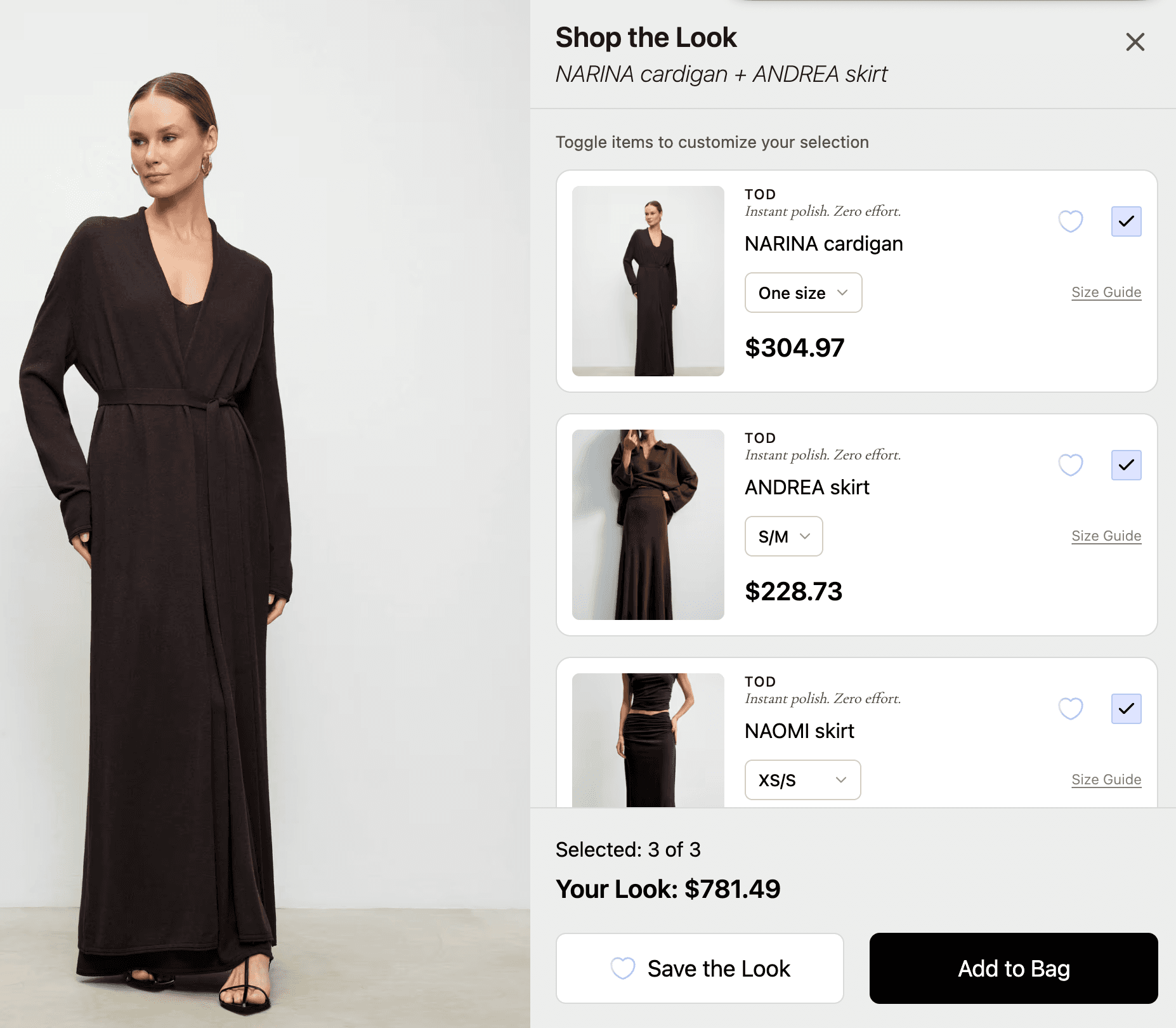 Shop the Look with outfit pieces and add to bag