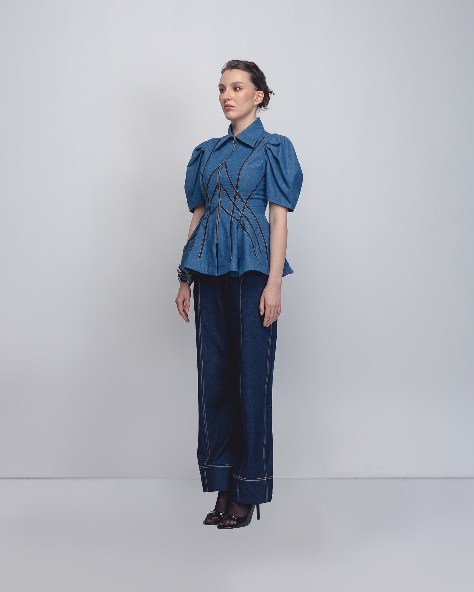 SPIRALE DENIM TOP — gallery 1