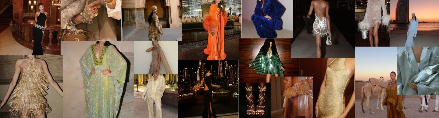Luxury eveningwear styling — Dubai Glam vibe banner